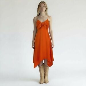 Story on Western Babydoll Linen Blend Dress M Asymmetrical Hem Y2K Desert Fairy